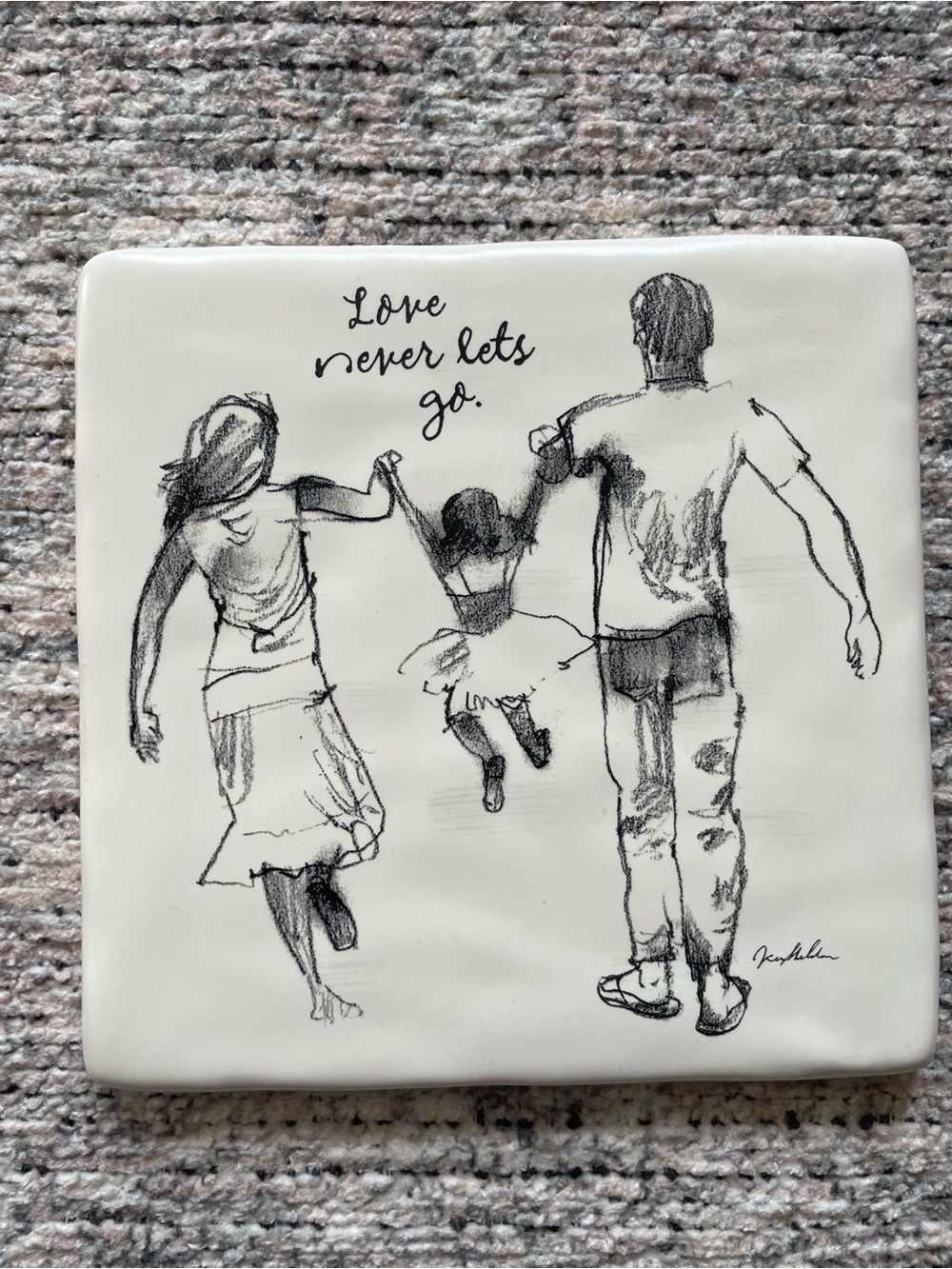 Hallmark Black and White ceramic Family Sketch Tiles set of 2